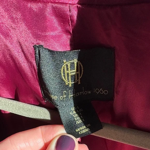 House of Harlow 1960 Satin Blazer - Burgundy - Picture 3 of 12